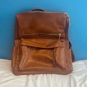 Brown Faux Leather Packpack